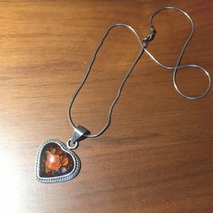 Vintage amber heart necklace
